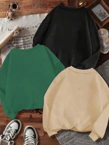 Felpa casual a tema Festival della birra di Monaco, 3 pezzi, stampa con motivo a birra, design unisex, vestibilità ampia, materiale morbido, adatta per primavera e autunno, comoda da indossare tutti i giorni, regalo perfetto. Felpa oversize con scollo rotondo in tinta unita, set di felpe multi-pezzo, maglia a maniche lunghe in cotone, vacanze autunnali, tempo libero quotidiano, abbigliamento sportivo all'aperto, abbigliamento da festival, adatta per uomini/donne/ragazzi/ragazze/bambini/adolescenti, coppie/abbigliamento genitore-figlio.