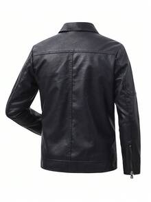 Men's PU Leather Jacket Coat, Thermal Lined, Thickened For Autumn/Winter
