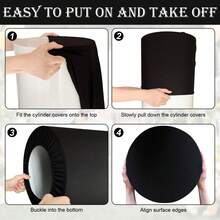Funda cilíndrica negra para la base, soporte cilíndrico de spandex, adecuado para decoración de fiestas, bodas o cumpleaños - Sólo la funda cilíndrica - Negro - Ver 5