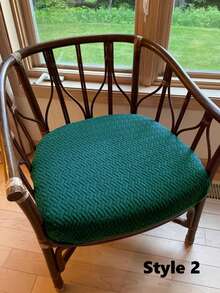 防水椅套，提花餐椅套，适用于办公室、餐厅、厨房椅，带坐垫套 - 墨綠色 - 查看 4