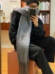 1pc Men's And Women's Macaron Solid Color Warm Thick Scarves, High-End Warm Neck Tassel Long Scarves, Thick Warm Scarf Collar, Suitable For Daily Use In Spring, Autumn, Winter, Cold Weather, Leisure Travel, Shopping, Etc - Multicolor - View 4