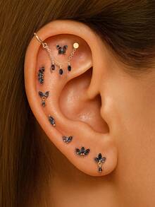 1 件装小巧天然苔藓玛瑙平背耳钉 925 纯银螺丝耳钉耳钉耳钉耳屏软骨穿孔珠宝女士礼物