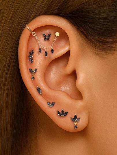 1 buc Cercei mici cu agat natural de mușchi plat, spate plat, argint 925, cercei cu șurub, cercei cu șurub, cercei Helix, cartilaj, tragus, piercing, bijuterii cadou pentru femei