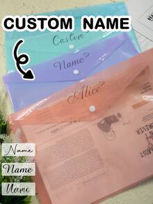 LICVIC Custom Plastic Folders With Name, Personalized File Folders, Customized Plastic Envelopes, Customizable Plastic Envelopes With Snap Closure, School Folders, Office Folders, Back To School Supplies, College Essentials, Teacher's Day Gifts, Birthday Gifts, Company, Students, Family, Couples, Teacher, Boy, Girl - Style a - View 8