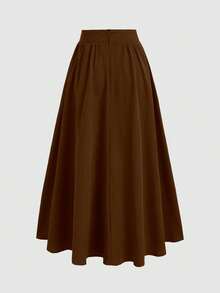 1 件优雅休闲涤纶纯色衬衫，适合约会、日常穿着、办公室、拍照、春夏季 - 咖啡棕 - 查看 2