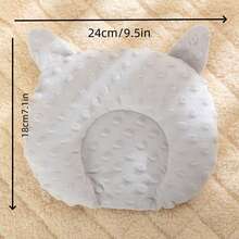1pc Newborn Pillow, Soft Plush, Suitable For All Seasons, Soothing Flat Pillow - Grey - View 3