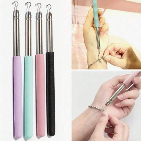 1pc Bracelet Helper, Bracelet Auxiliary Tool, Stainless Steel Bracelet Clasp, Jewelry Assistant Tool, Portable Bracelet Tightening Tool, Adjustable Bracelet Adjustment Tool - Easy To Use Jewelry Helper For Women, For Necklace And Bracelet Clasp Adjustment, Travel Essentials, Travel Accessories, Vacation Necessities, Summer Accessories, School Supplies, Beach Essentials, Summer Vacation, School Accessories (Random Color & Style)