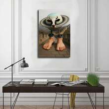 1pc Italian Rot Brain Creature La Vacca Saturno Saturnita Wall Decor Poster Art Size Wood Frame Wall Art - Bathroom Modern Wall Art, Living Room Home Wall Decoration. Ideal Gift For Friends And Family Poster Canvas Wall Art For Bedroom Decor Bar Office Room Decor Gift - 米色 - 查看 7