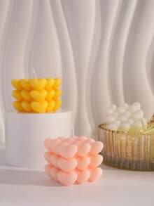 Heart Tube Design Candle, White Wax Scented Candle, Bubble Candle, Beautiful Bliss Bubble Candle, Decorative Wax Aromatherapy, Cute Nordic Pastry, Large Decorative Shape Candle, Ornament For Home Decor, Gift,Room Decor,Gifts Birthday Graduation, Available In Color, Fragrance, Size Options,Room Decor