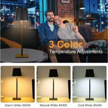 1 件无绳 LED 台灯，便携式可充电，3 色可调光触摸控制灯，适用于家庭、酒店、卧室、客厅、餐厅、庭院