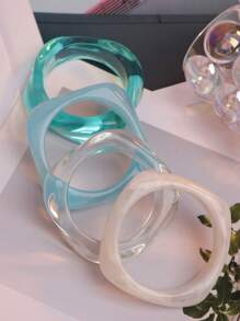 1pc Exaggerated Resin Asymmetrical Semi-Transparent Design Bracelet