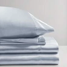 4/6 Pieces Solid Satin Luxury Sheet Set With 1*Flat Sheet,1*Fitted Sheet,4*Pillowcases Without Core,Luxury Silky With Natural Sheen,Elastic 14" Pocket Fits Up To 16" Mattress,Soft Comfortable Breathable Bedding Mattress Protector Set,All-Season Elegant Home Textile For Full-Queen-King-California King Size,Ideal Festive Celebrations Holiday Gift For Bedroom Decor - 藍色 - 查看 8