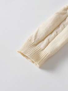 Tween Boys' Solid Color Cable Knit High Collar Sweater, School Style, Suitable For Spring, Autumn, Winter - Apricot - View 6