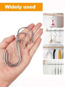 5/10pcs Extra Large Heavy Duty Stainless Steel S-Hooks - Multi-Purpose Hanging Solution For Kitchen, Clothing, Plants, Towels & Garden Tools With Secure Loops