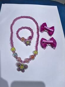 Conjunto colar, pulseira, grampo de cabelo, conjunto colar de pérolas - Multicolorido - Visão 3