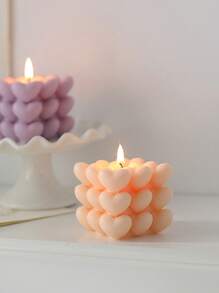 Heart Tube Design Candle, White Wax Scented Candle, Bubble Candle, Beautiful Bliss Bubble Candle, Decorative Wax Aromatherapy, Cute Nordic Pastry, Large Decorative Shape Candle, Ornament For Home Decor, Gift,Room Decor,Gifts Birthday Graduation, Available In Color, Fragrance, Size Options,Room Decor