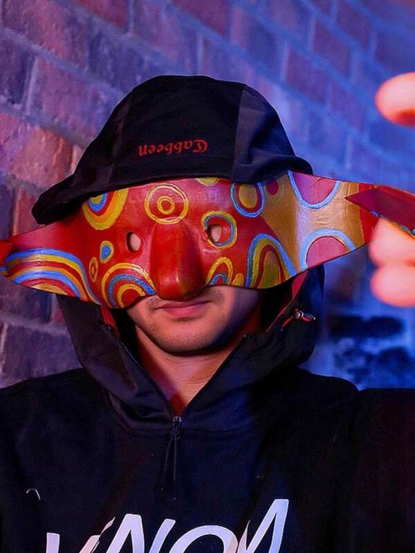 1 pieza Máscara de demonio de resina de estilo mascarada de Halloween, máscara divertida de media cara para adultos para disfraz de Halloween