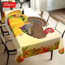 1/20 Stücke Herbst Thanksgiving Tischdecke, elegantes und schönes Muster mit Truthahn und verschiedenen Früchten und Gemüse, Herbst Tischdecke, Thanksgiving Atmosphäre Dekoration, geeignet für Innen- und Außenbereich, Zuhause Küche, Esszimmertisch Dekoration, Outdoor Picknick und Dinner Dekoration - Verschiedenfarbig - Übersicht 16