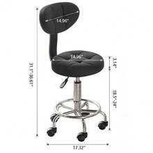 Modern Office Desk Chair Rolling Stool Computer Chair With Low Back Height Adjustable Work Home Salon Drafting Swivel Task With Footrest - Black - View 6