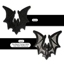 2pcs Gothic Vampire Bat Iron-On Embroidered Patch, Mixed Color, Halloween Decor For Jeans, Jackets, Hats & Bags - Multicolor - View 7