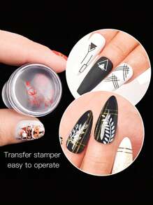 2pcs Transparent Nail Stamping Plates With Scraper - French Nail Jelly Silicone Stamp - Transparent Stamping Head With Scraper, Transfer Tool, Manicure Kit - Nail Stamping Tool Set - Easy To Use And Durable