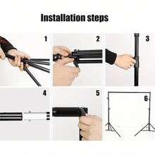 Backdrop Support Kit 2x2m/6.5x6.5ft Portable Adjustable Background Stand Backdrop Support System Kit With Carry Bag For Party Wedding Video Photography - black- - View 4