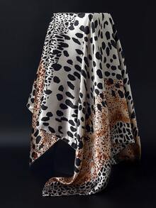 1pc 90*90cm Popular Anti-UV Headscarf Shawl, Muslim Unisex Outdoor Windproof Dust-Proof Hijab, Air-Conditioned Room Scarf, Thin Seasonal Chain Print Colored Square Bandana Scarves (Blue, Green) - A - View 31