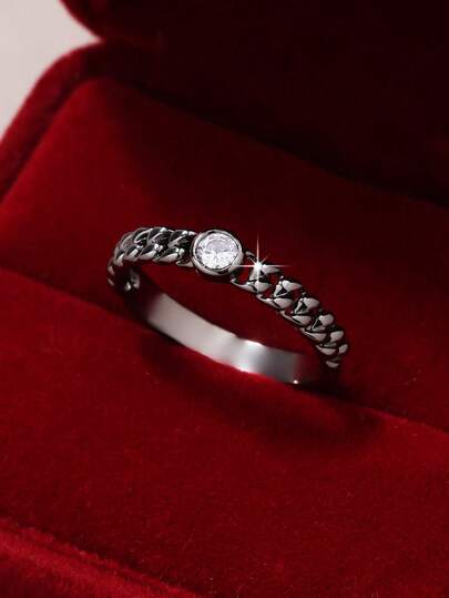 1 ชิ้น แหวนเพชรกลมวินเทจหรูหราเงางามสำหรับผู้หญิง - ดีไซน์เชื่อมต่อกัน, เหมาะสำหรับวันครบรอบ, วันวาเลนไทน์, วันแม่, วันฮาโลวีน, สวมใส่ประจำวัน, แหวนของขวัญ