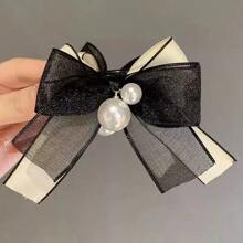 Elegant Large - Sized Bow - Adorned Hair Claw Clip: Non - Slip For Ponytails And Perfect For Bun Hairstyles - Ideal For Women And Girls,Hair Clips,Hair Accessories Hair Jaw Clip Hair Clamps Hair Clutch Hair Catcher Clip, Casual