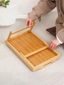 One Piece Bamboo Tray, A Foldable Multifunctional Service Tray Imitating Wood Grain, Is An Ideal Choice For Home, Kitchen, And Christmas Gifts - Multicolor - View 4