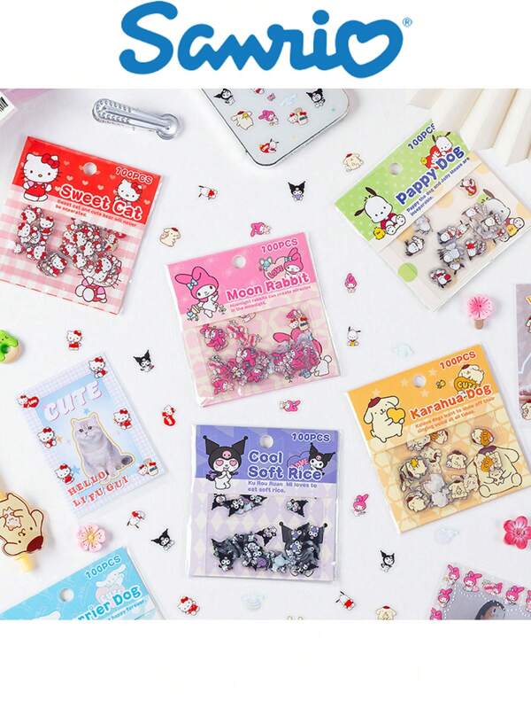 Sanrio 3 pièces/paquet Autocollants imperméables pour animaux de compagnie Sanrio pour le scrapbooking DIY, la décoration de journal, autocollants mini animaux de bande dessinée
