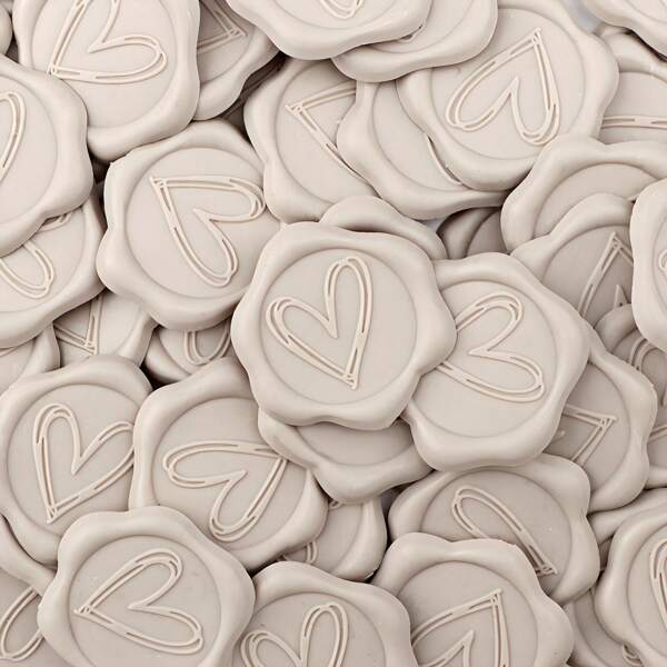 50pcs/Pack Heart Shaped Wax Seal Stickers, For Wedding Invitations, Party Invitations Decoration, Gift Wrapping, Scrapbooking Decoration