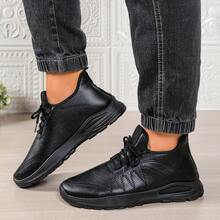 Tênis esportivo casual preto, adequado para cozinha, escritório, trabalho, macio e leve, para todas as estações - Preto - Ver 5