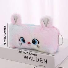 Estuche para lápices con cremallera de gran capacidad con diseño de gato lindo, diseño minimalista y creativo de dibujos animados para estudiantes mujeres, bolsa de papelería