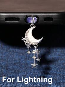 1/6pcs Set Rhinestone Moon Tassel Phone Dust Plug, Alloy Metal Pendant Accessories, High-End, Personalized, Fashionable, Elegant, Exquisite Romantic Y2K Style Pendant Decor - Multicolor - View 22