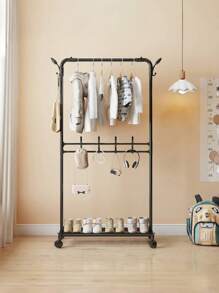 Wieszak na ubrania dwuwarstwowy, duża pojemność, wielofunkcyjny wieszak na ubrania do sypialni, przenośny wieszak na ubrania, pionowy wieszak na ubrania, łatwy w montażu, wygodny do przenoszenia, odpowiedni do sypialni, salonu i ekspozycji w sklepie odzieżowym