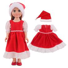 MSYO 18-Zoll American Girl Puppe Weihnachtsserie Kleiderset, inklusive Glockenärmel Weihnachtskleid, Weihnachts-Spitzenkleid, Haarclip, Schal, Puppenoutfit mit Winterweihnachtsblumen, ohne Puppe und Schuhe, tolles Geschenk zu Geburtstag, Feiertagen, Halloween für kleine Mädchen oder Freundinnen