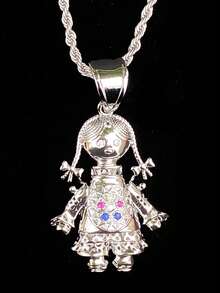 DUBSS 1 件冰雪娃娃项链吊坠男士镀 5A 方晶锆石嘻哈饰品 - 人像 - 查看 12