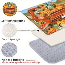 1pc Thanksgiving Harvest Season Crop Print Holiday Doormat, Soft Non-Slip Absorbent Machine Washable Kitchen Mat, Festive Cozy Entryway Rug, Rectangular Low Pile Holiday Home Decor Mat, Suitable For Living Room, Bedroom, Kitchen, Laundry Room, Bathroom