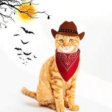 1pc Pet Cowboy Hat, Pet Accessories - Western-Style Cowboy Hat Sunshade For Cats Or Dogs, Photo Props For Festivals - Multicolor - View 6