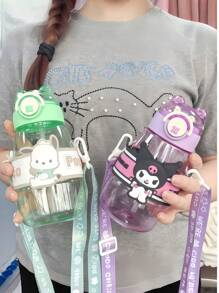 Sanrio 1 قطعة كوب كرتوني كبير البطن من سانريو بسعة 600 مل/20.28 أونصة، زجاجة مياه دائرية حديثة، محمولة مع حزام، مناسبة للاستخدام المنزلي والخارجي، مظهر أنيق، مناسبة كهدايا، هدايا عيد الميلاد، عيد الأم، موسم التخرج، هدايا مثالية