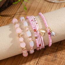 Set de 4 piezas de pulseras con cuentas para mujeres - Rosa Fucsia - Ver 12
