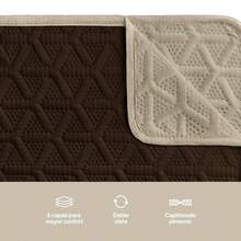 Juego Protector Cubre Sala Doble Vista Capitonado, Incluye: Protector de Sofá, Love Seat y Sillón Individual - Beige/Cafe - Ver 2
