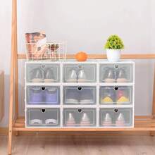 12Pack Shoe Box, Shoe Storage Box, Shoe Stacker, Stackable Shoe Boxes, Plastic Storage Stackable Foldable Organiser For Hallway Hall Living Room Bedroom Office Ect White - Variant1 - View 5