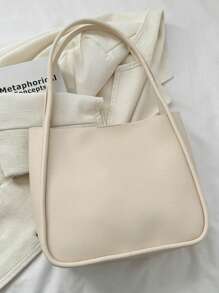 Bolso vintage y retro para damas, de estilo casual y versátil, de unicolor en PU con costuras, de gran capacidad, bolso de mano, bolso de hombro, bolso escolar, de gran capacidad, portátil, casual clásico, casual de negocios, para adolescentes, mujeres, estudiantes universitarias, trabajadores de cuello blanco, perfecto para el trabajo, vuelta al colegio, escuela secundaria, universidad, vacaciones