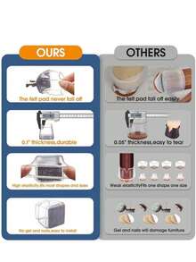 24pcs Silicone Chair Leg Floor Protectors - Square Furniture Sliders For Hardwood Floors, Non-Slip Pads Furniture Floor Protectors Furniture Leg Floor Protectors Square Chair Foot Cover Thickened Silicone Mute Table And Chair Feet Chair Leg Protectors Stool Sub Foot Pads - White - View 7