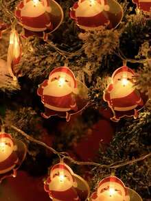 1 pieza Iluminación navideña de 1.5m con 10 luces, decoración de habitación con barba de Papá Noel, mochila de Papá Noel, árbol de Navidad. Adecuado para decoración de fiesta de Navidad, decoración de sala de estar, decoración navideña del hogar, luces para decoración interior y exterior (baterías no incluidas, se requieren baterías AA)