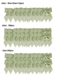 12 قوس أخضر من الشريط المجدول بطول 3.5 بوصة لأكياس هدايا، قوس شريط ساتان وردي لتزيين هدايا، أقواس مسبقة الصنع للأشغال اليدوية، تفضيلات الحفلات، الحفلات الزفاف وزينة الحمامات