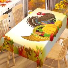 1/20 Stücke Herbst Thanksgiving Tischdecke, elegantes und schönes Muster mit Truthahn und verschiedenen Früchten und Gemüse, Herbst Tischdecke, Thanksgiving Atmosphäre Dekoration, geeignet für Innen- und Außenbereich, Zuhause Küche, Esszimmertisch Dekoration, Outdoor Picknick und Dinner Dekoration - Verschiedenfarbig - Übersicht 1