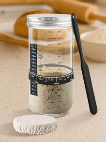 Sourdough Starter Kit, 24 Oz Large Capacity Yeast Fermentation Jar/Tank With Aluminum Lid, Date Marked Feeding Band, Silicone Scraper, Cloth Cover And Thermometer Band, Sourdough Container For Making Bread, Brewing Tools, Fermentation Tools, Fermentation Vessel, Reusable Sourdough Bread Baking Supplies - - - View 1